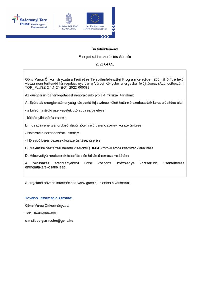 Nyitó sajtóközlemény cikkének a képe