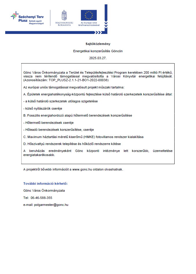 Záró sajtóközlemény cikkének a képe