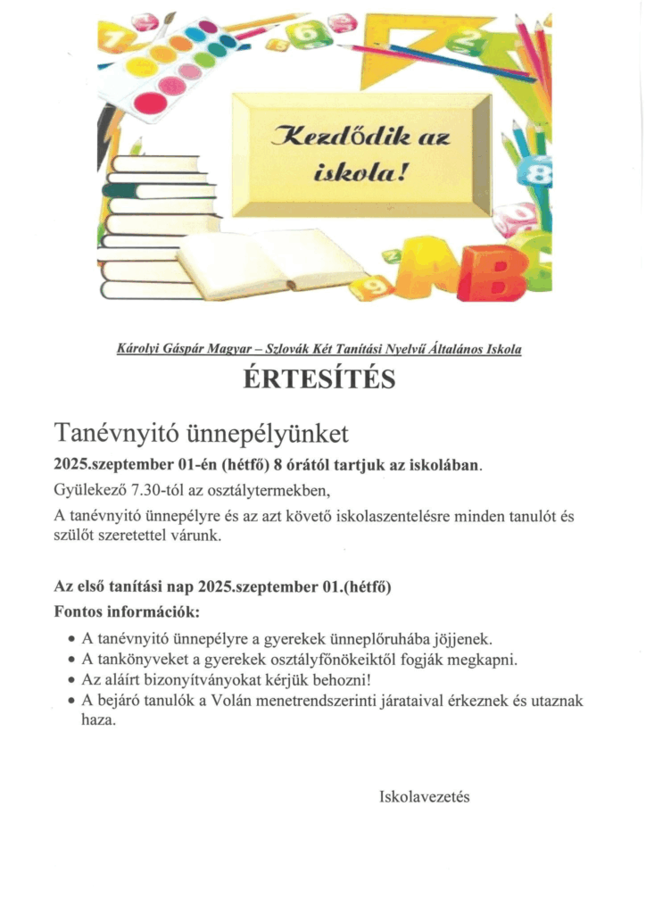 A tanévnyitó ünnepély plakátja