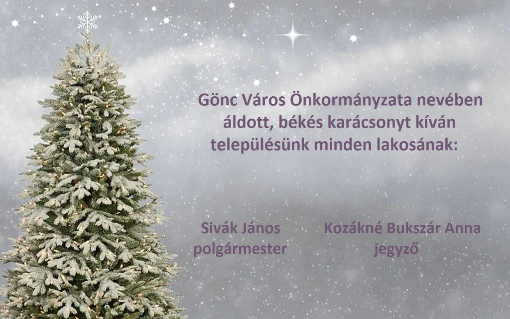 Karácsonyi üdvözlőlap a polgármestertől és a jegyzőtől.